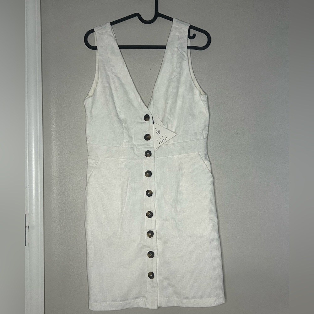 🤍 NWT - Lost + Wander White Button-Front Corduroy Dress 🤍